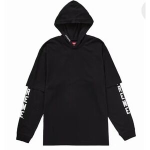 Supreme Layered Hooded Long sleeve Top SS24 Black‎ XL